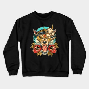 Wolf neo traditional tattoo Crewneck Sweatshirt